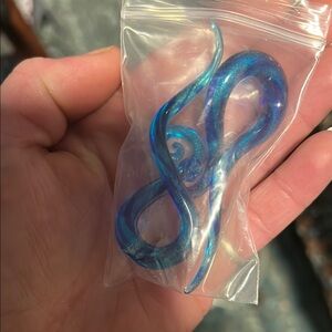 Blue Glass Spiral Earrings